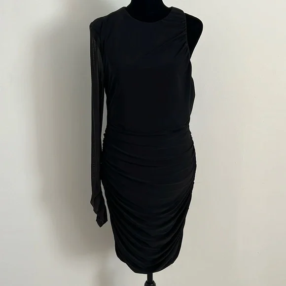 blue dress for baby girl Here For Love Black Satin Asymmetric Maxi Dress With Bow – Club L London main image 0